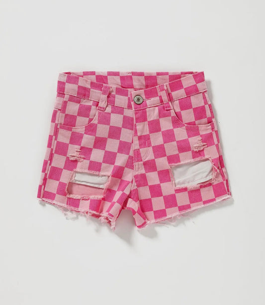 Pink Checkered Shorts