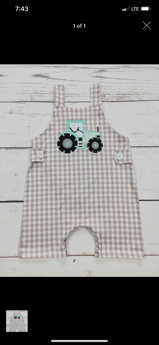 Checkered Tractor Romper