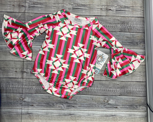 Pink Aztec Flare Romper