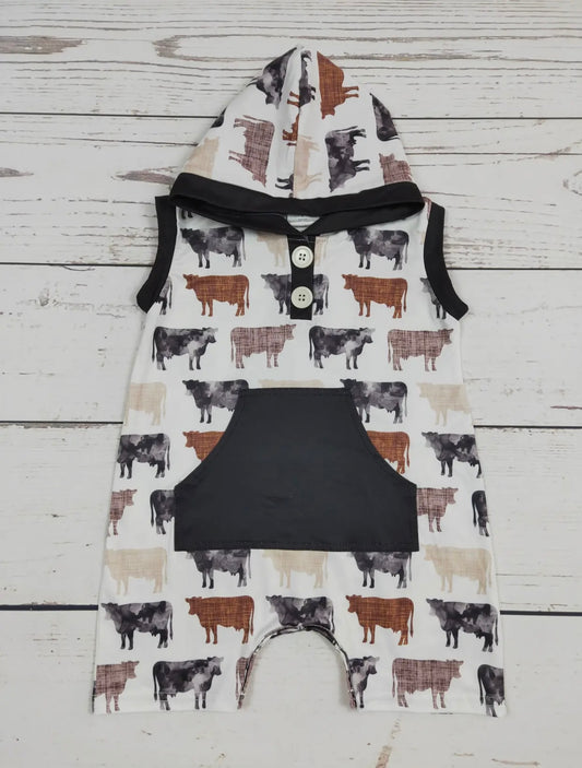 Cow Hoodied Romper