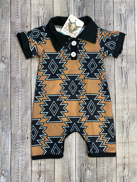 Brown Aztec Romper